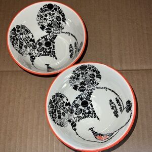 Disney Mickey Mouse set of 2 ceramic serving bowls Oh Boy Aw Shucks sayings